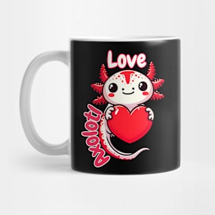 Axolotl Funny Heart Valentine's Day Cute Valentine Mug